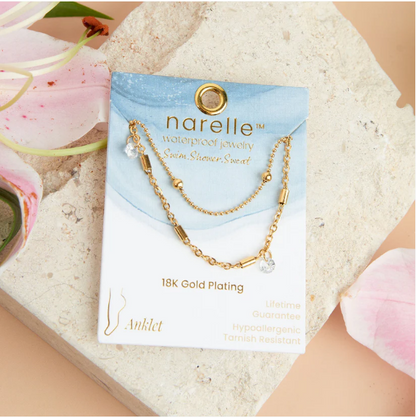Narelle Waterproof Dainty Multi Row Anklet in Gold