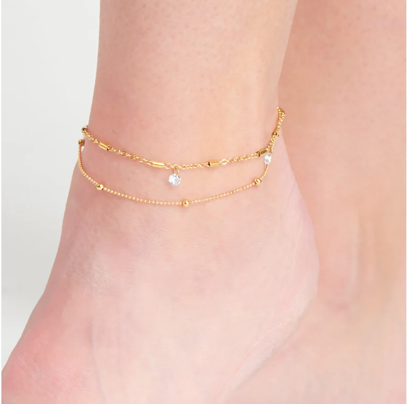 Narelle Waterproof Dainty Multi Row Anklet in Gold