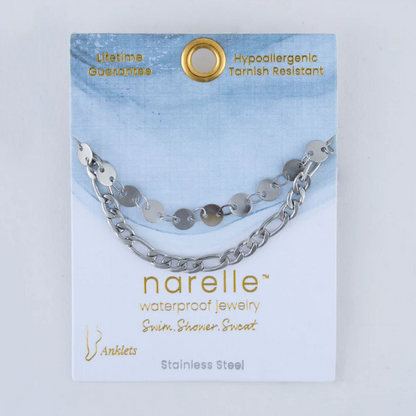 Narelle Multi Row Figaro Chain Anklet in Silver