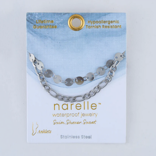 Narelle Multi Row Figaro Chain Anklet in Silver