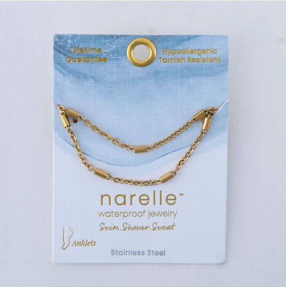 Narelle Waterproof Dainty Bar Anklet in Gold
