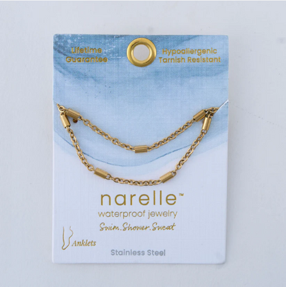 Narelle Waterproof Dainty Bar Anklet in Gold