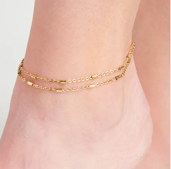 Narelle Waterproof Dainty Bar Anklet in Gold
