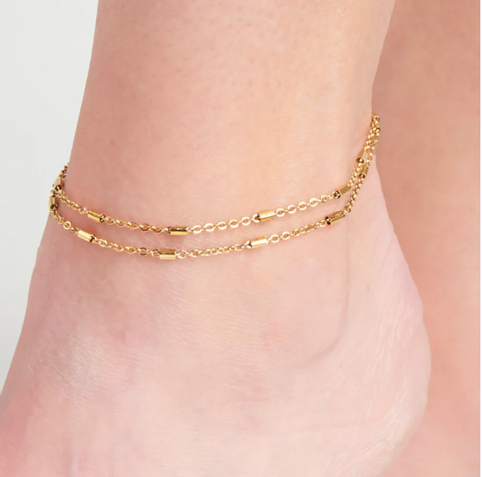 Narelle Waterproof Dainty Bar Anklet in Gold