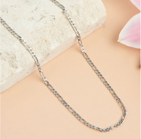 Narelle Waterproof Figaro Chain Necklace in Silver