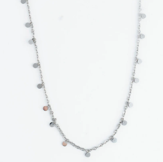 Narelle Waterproof Silver Disc Chain Necklace
