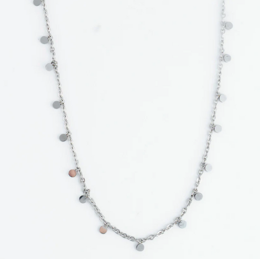 Narelle Waterproof Silver Disc Chain Necklace