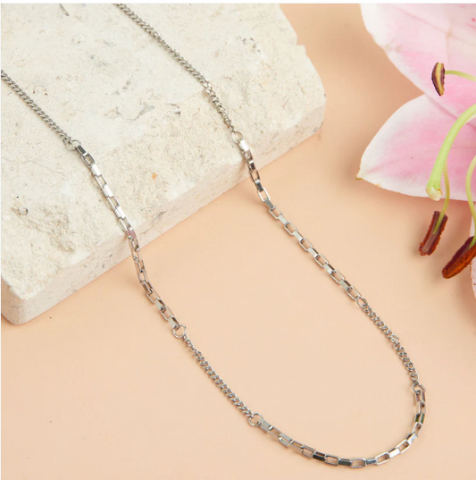 Narelle Waterproof Multi Box Chain Necklace in Silver