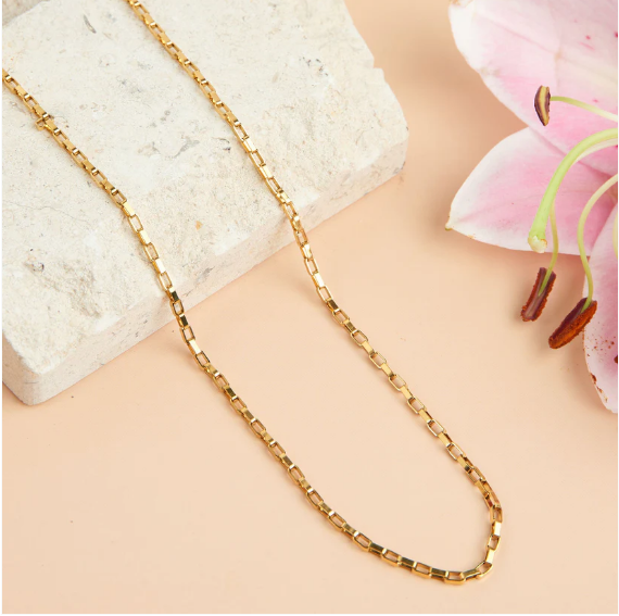 Narelle Waterproof Box Chain Necklace in Gold