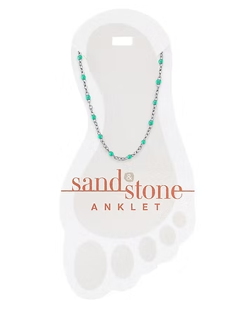 Silver Petite Blue Beaded Chain Sand & Stone Anklet