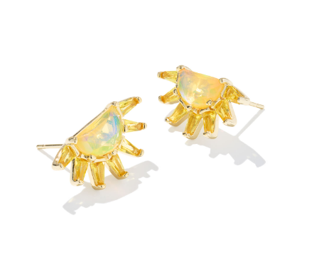 Kendra Scott Samantha Sun Stud Earrings in Gold Yellow Opalescent Resin