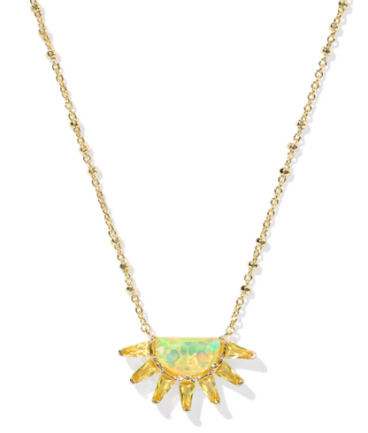 Kendra Scott Samantha Sun Short Necklace in Gold Yellow Opalescent Resin