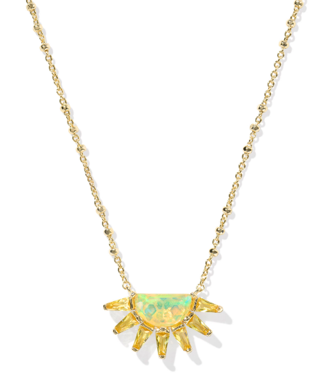 Kendra Scott Samantha Sun Short Necklace in Gold Yellow Opalescent Resin
