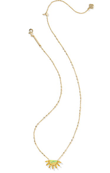 Kendra Scott Samantha Sun Short Necklace in Gold Yellow Opalescent Resin