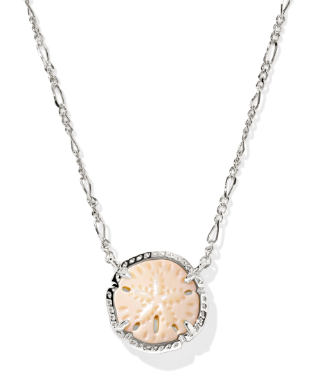 Kendra Scott Sand Dollar Short Necklace in Silver Natural Mother of Pearl