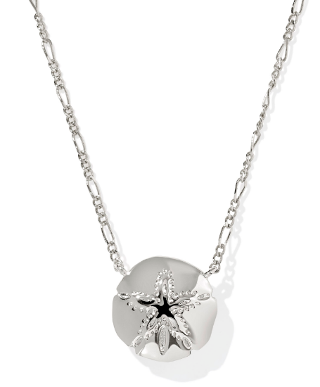 Kendra Scott Sand Dollar Short Necklace in Silver Natural Mother of Pearl