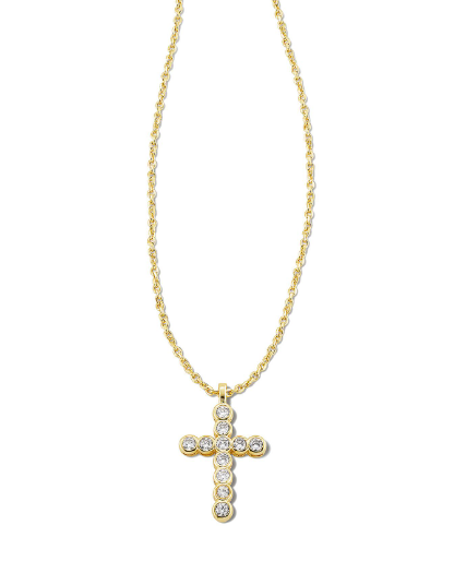9608851402 CROSS CRYS NK GLD WHI Kendra Scott Cross in Gold White Crystal
