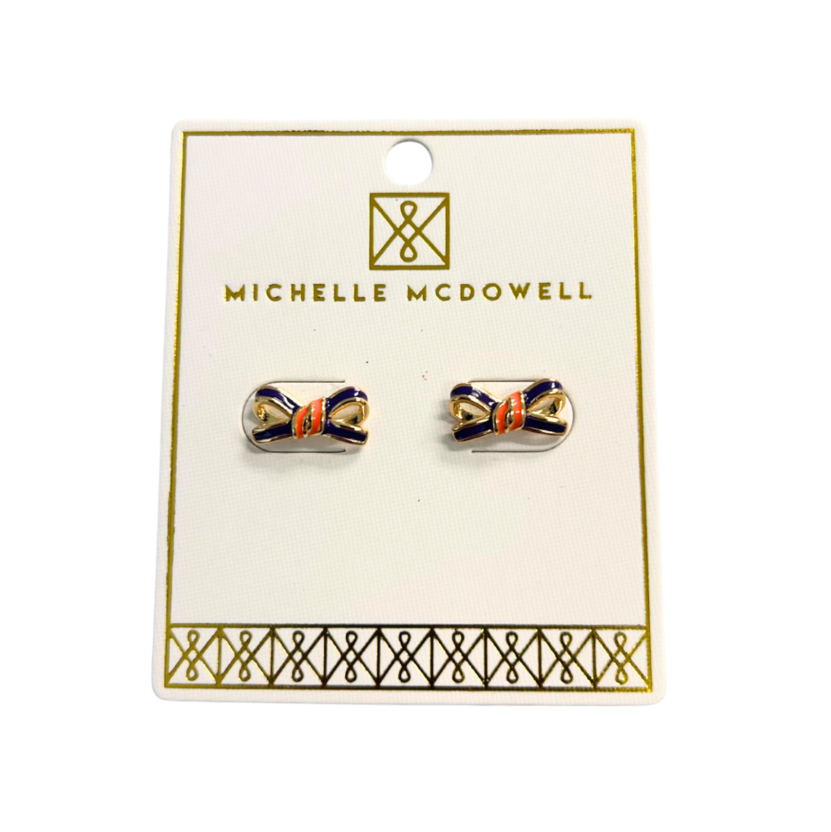 Michelle McDowell Bow Earrings in Purple & Orange