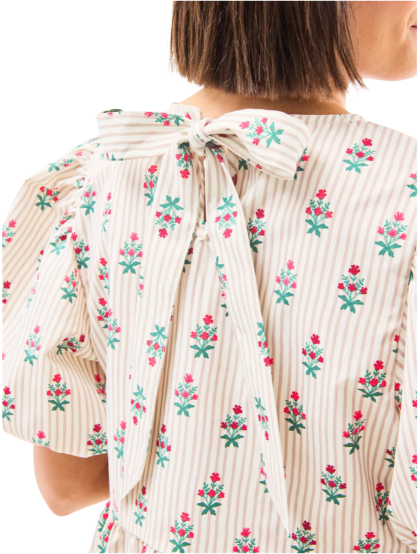 The Nina Top in Cottage Stripes Tan