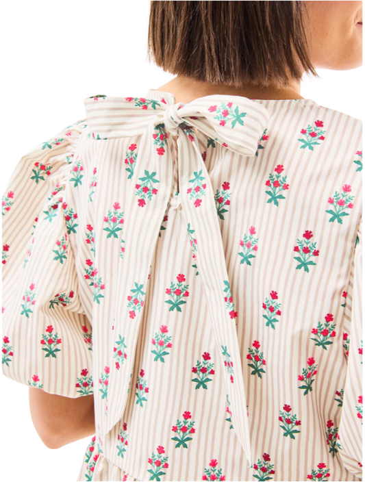 The Nina Top in Cottage Stripes Tan