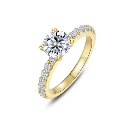 R0554CLG Lafonn 1.70CTTW Sterling Silver Gold Plated Lassaire Diamond Angel Engagement Ring