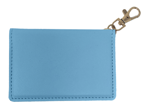 Baby Blue Faux Leather ID Wallet