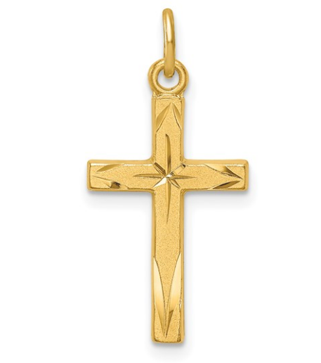 Sterling Silver Gold Tone Diamond Cut Cross Pendant