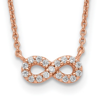 Sterling Silver Rose Tone Cubic Zirconia Infinity Necklace