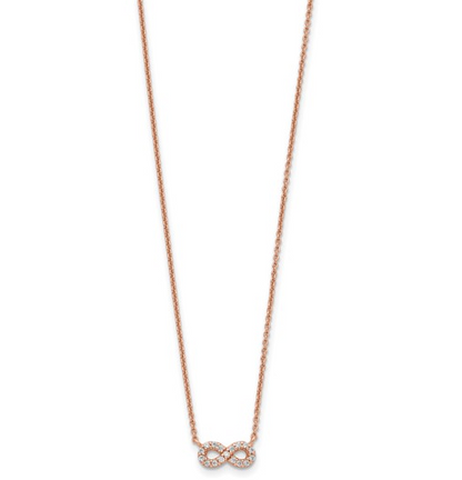 Sterling Silver Rose Tone Cubic Zirconia Infinity Necklace