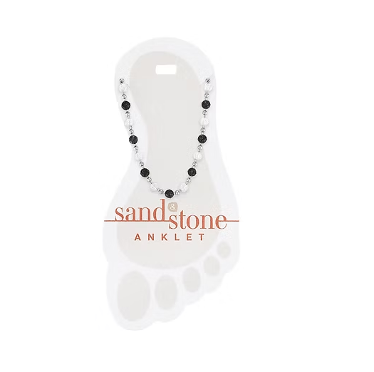 Silver Gray & Natural Beads Sand & Stone Anklet