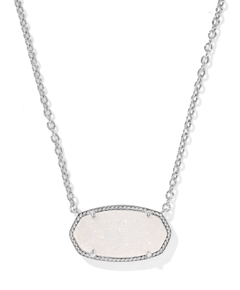 Kendra Scott Elisa Statement Short Necklace in Silver Iridescent Drusy