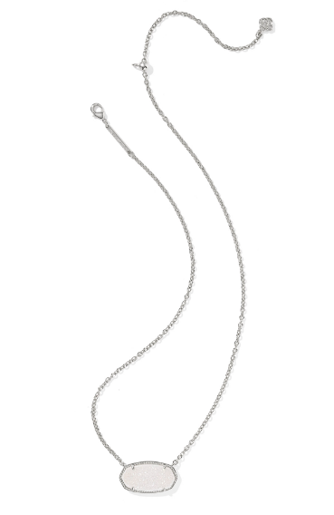 Kendra Scott Elisa Statement Short Necklace in Silver Iridescent Drusy