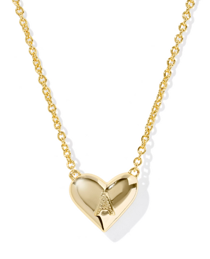 Kendra Scott Heart Letter Short Necklace in Gold Ivory Mother of Pearl