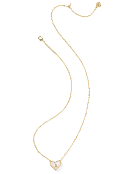 Kendra Scott Heart Letter Short Necklace in Gold Ivory Mother of Pearl