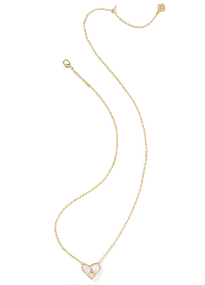 Kendra Scott Heart Letter Short Necklace in Gold Ivory Mother of Pearl