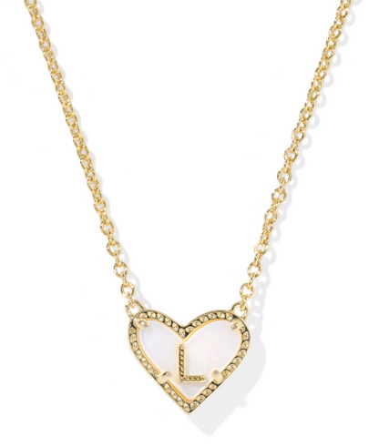 Kendra Scott Heart Letter Short Necklace in Gold Ivory Mother of Pearl
