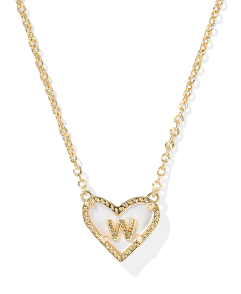 Kendra Scott Heart Letter Short Necklace in Gold Ivory Mother of Pearl