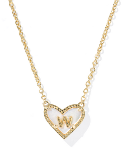 Kendra Scott Heart Letter Short Necklace in Gold Ivory Mother of Pearl
