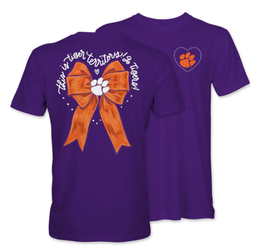 Clemson University Orange Bow Logo Short Sleeve T-Shirt