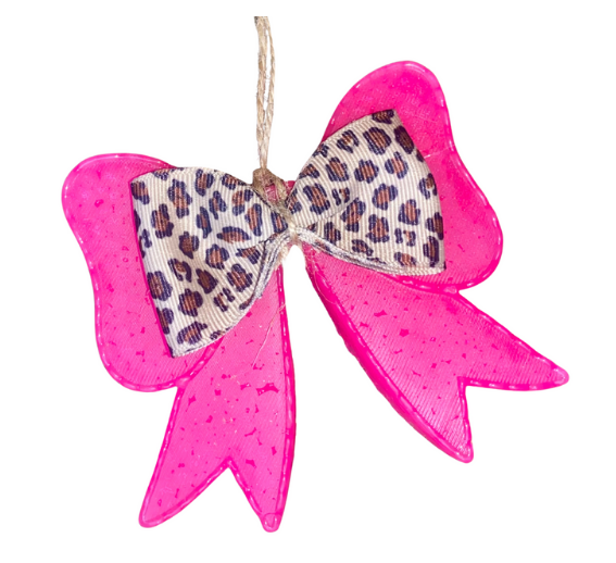 Hot Pink Leopard Bow Freshie