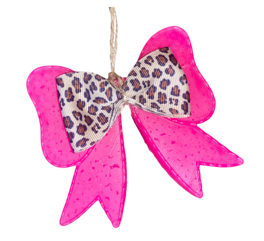 Hot Pink Leopard Bow Freshie