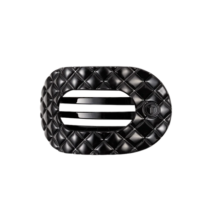 Teleties Quilted Medium Flat Round Hair Clip - Jet Black
