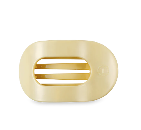 Teleties Small Flat Round Hair Clip - Butter Yellow