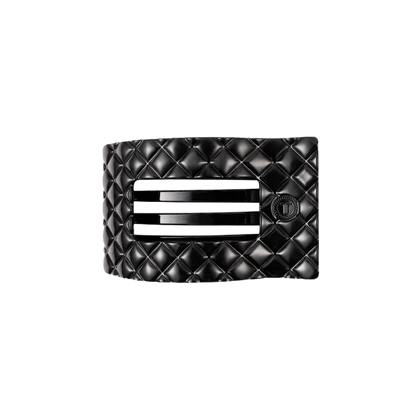 Teleties Quilted Small Flat Rectangle Hair Clip - Jet Black
