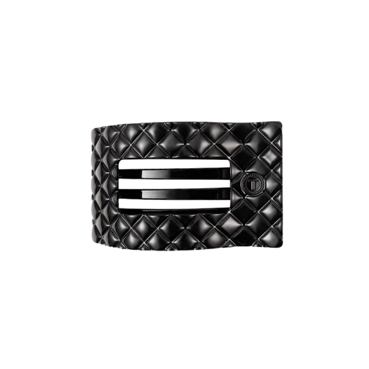 Teleties Quilted Small Flat Rectangle Hair Clip - Jet Black