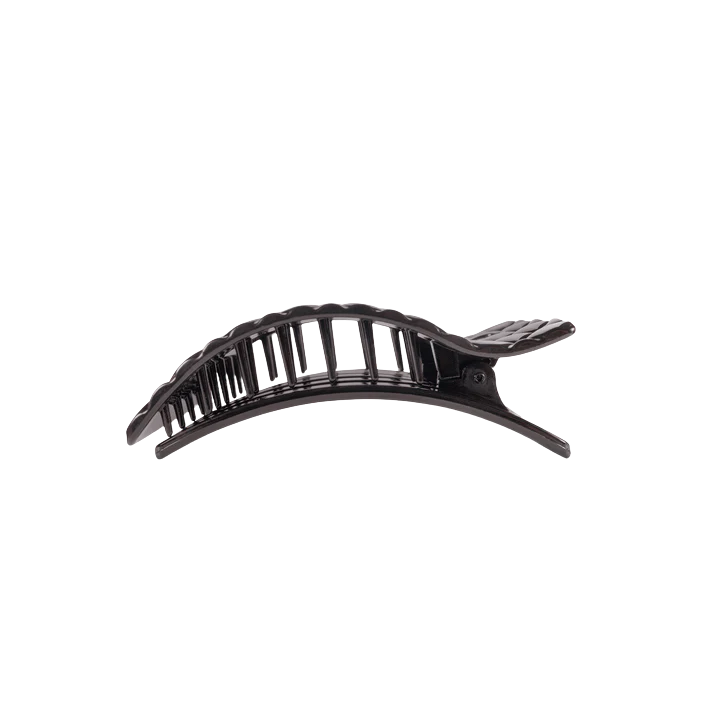 Teleties Quilted Small Flat Rectangle Hair Clip - Jet Black