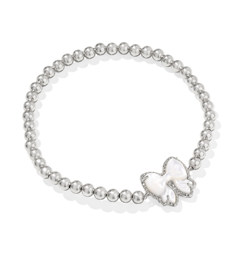 Kendra Scott Haley Bow Stretch Bracelet in Silver Ivory Mother of Pearl