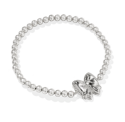 Kendra Scott Haley Bow Stretch Bracelet in Silver Ivory Mother of Pearl