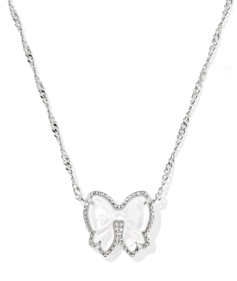 Kendra Scott Haley Bow Short Necklace in Silver Mother Of Pearl