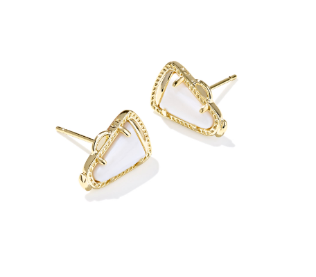Kendra Scott Cheer Stud Earrings in Gold White Mother Of Pearl